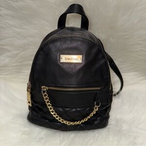 Bebe Black Backpack with Gold Chain Accent